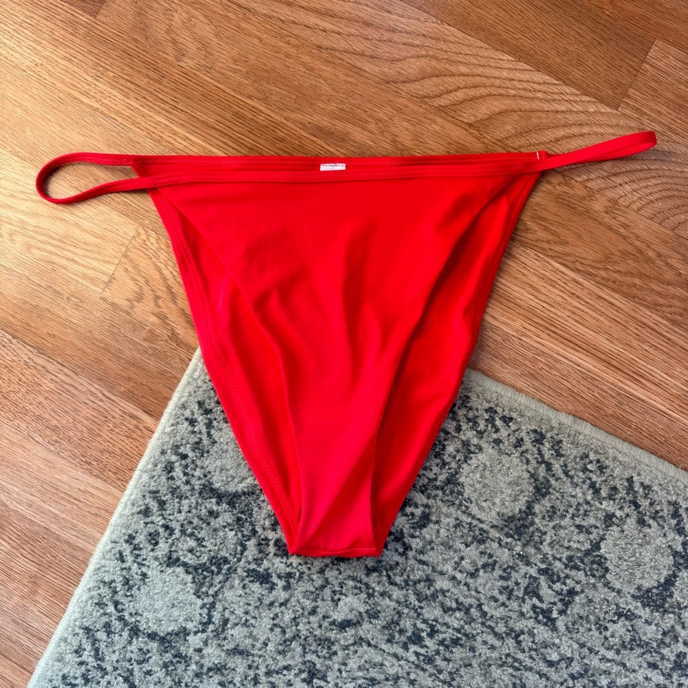 Women’s Red Bikini Bottom - Classic Low-Rise Swim Brief